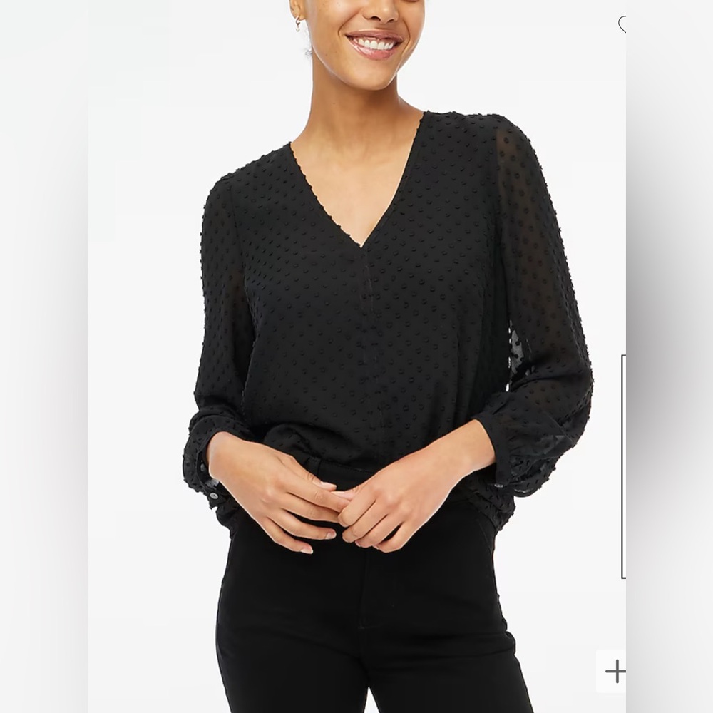 NWT $79 J. Crew Factory V-neck clip-dot blouse lined Black Size Medium